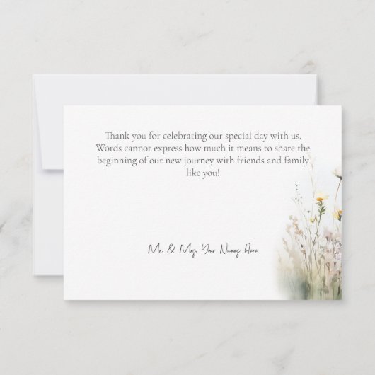 Rustiek Zomer Veld van Wildbloemen Bruiloft Bedankkaart (Achterkant)