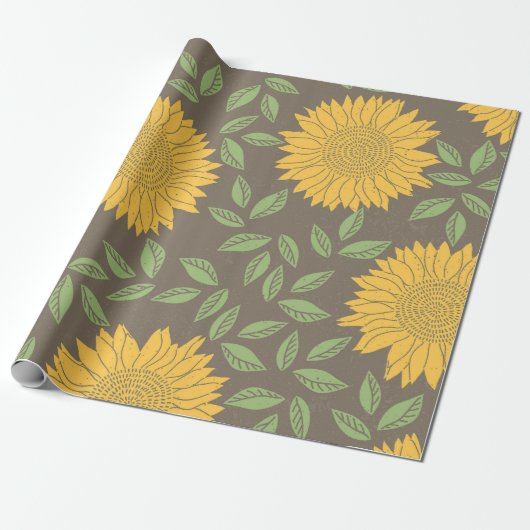Rustiek Zonnebloem Bloom Wrapping Paper Cadeaupapier (Uitgerold)