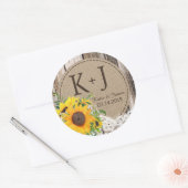 Rustiek Zonnebloem Bruiloft Label (Envelop)