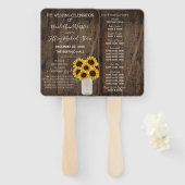 Rustiek Zonnebloem Land Schuur Bruiloft Programma Handwaaier (Voorkant en achterkant)