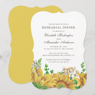 Rustiek zonnebloem repetitie diner. Land bloemen Kaart