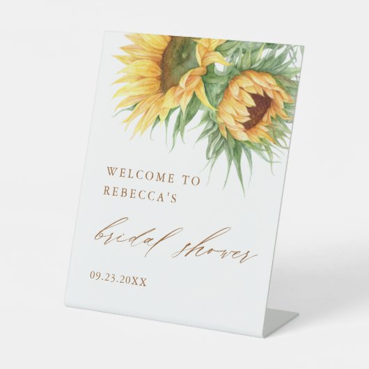 Rustiek Zonnebloem Script Vrijgezellenfeest Welkom Reclamebord Met Voetstuk (Voorkant)