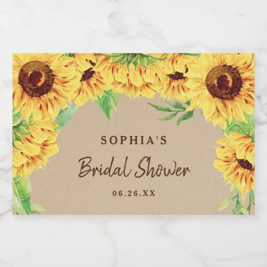 Rustiek Zonnebloem Vrijgezellenfeest Mousserende W Sparkling Wijnetiket (Enkel label)