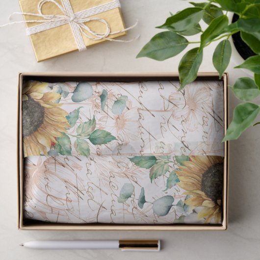 Rustiek Zonnebloemboeket  Letter Decoupage Tissuepapier (Geschenk)