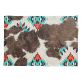 Rustiek Zuid-Western Koeienhuid Turquoise Kussensloop (Achterkant)