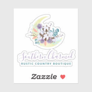 Rustiek Zuidelijk Land Katoen Bloemen Maan Logo Sticker