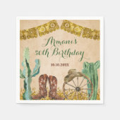 Rustiek Zuidwest Texas Cowboy Verjaardagspapier Servet (Voorkant)