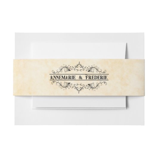  rustiek zwart bloeiend perkament uitnodigingen wikkel (Voorkant Voorbeeld)