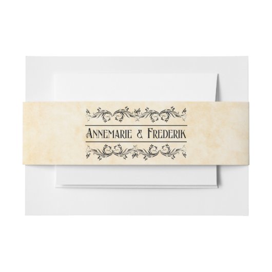  rustiek zwart bloeiend perkament uitnodigingen wikkel (Voorkant Voorbeeld)