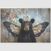 Rustiek Zwart  Bloemen Beer Decoupage Tissuepapier (Voorkant)