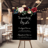 Rustiek zwart botanisch signature drankjes bord poster