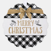 Rustiek Zwart Buffel Plaid Foto Jaar Samenvatting Ornament Kaart (Voorkant)