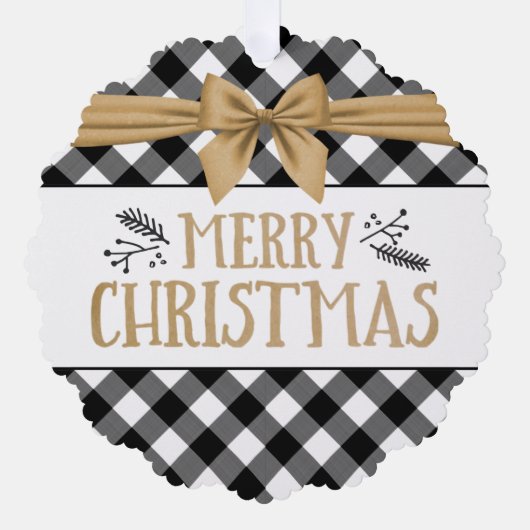 Rustiek Zwart Buffel Plaid Foto Jaar Samenvatting Ornament Kaart (Voorkant)