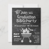 Rustiek Zwart Chalkboard Leuk Afstuderen BBQ Party Kaart (Voorkant)