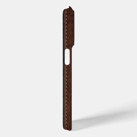 Rustiek zwart en bruin leer Mononogram Case-Mate iPhone Case (Achterkant / Rechts)