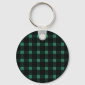 Rustiek zwart groen gingham patroon sleutelhanger (Achterkant)