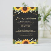 Rustiek Zwart Hout Zonnebloem Bruiloft Accommodati Informatiekaartje (Staand voorkant)