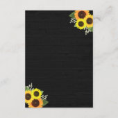 Rustiek Zwart Hout Zonnebloem Bruiloft Accommodati Informatiekaartje (Achterkant)