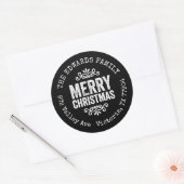 Rustiek Zwart Kerstmis Cirkel Retouradres Label (Envelop)