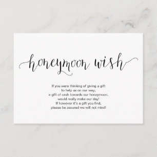 Rustiek zwart lettertype, Wedding Honeymoon Wish F Informatiekaartje