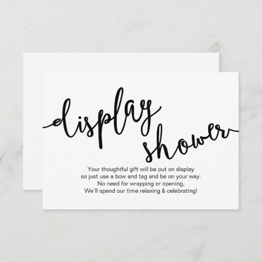 Rustiek zwart script, display douche informatiekaartje (Voorkant / Achterkant)