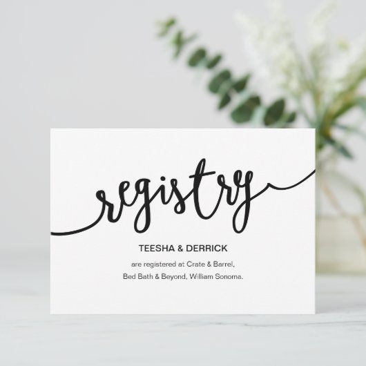 Rustiek zwart script, huwelijksregister informatiekaartje (Staand voorkant)