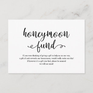 Rustiek zwart script, Wedding Honeymoon Fund wens Informatiekaartje