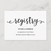 Rustiek zwart script, Wedding Registry Informatiekaartje (Voorkant)