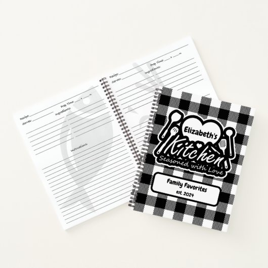 Rustiek Zwart & Wit Buffalo Plakken Custom Keuken Notitieboek (Binnen)