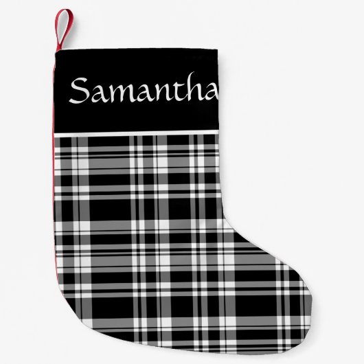 Rustiek zwart, wit buffel plaid kleine kerstsok (Voorkant)
