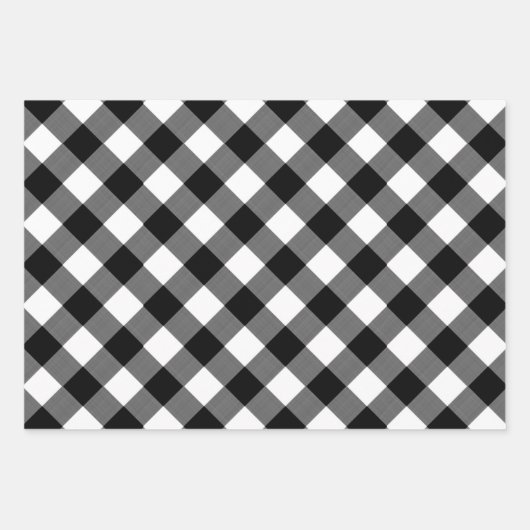 Rustiek Zwart Wit Buffel Plaid Sneeuwvlok Inpakpapier Vel (Voorkant 3)