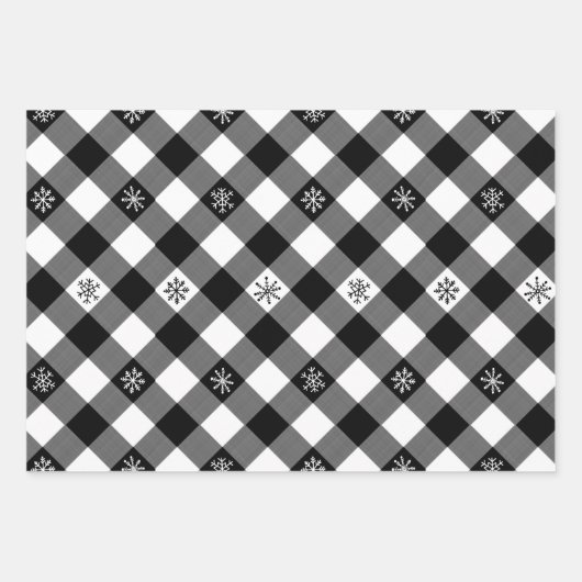 Rustiek Zwart Wit Buffel Plaid Sneeuwvlok Inpakpapier Vel (Voorkant)