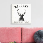 Rustiek Zwart Wit Hert Welkom Canvas Afdruk (Insitu (Woonkamer))