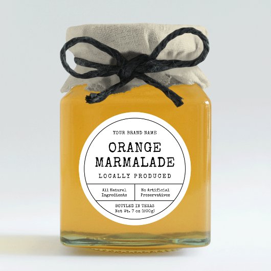 Rustiek  Zwart & Wit Jam Jar Lid Label