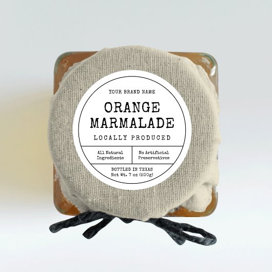 Rustiek Zwart & Wit Jam Jar Lid Label