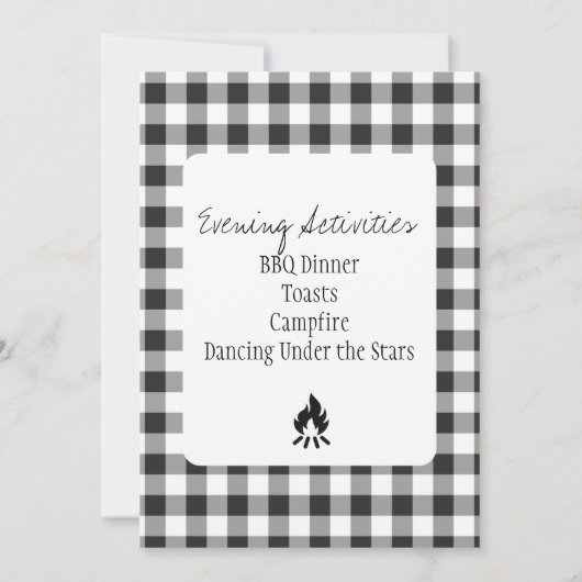 Rustiek Zwart-wit Plaid Repetitie diner Kaart (Achterkant)