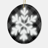 Rustiek Zwart wit Tartan geruite sneeuw vlok detai Keramisch Ornament (Links)