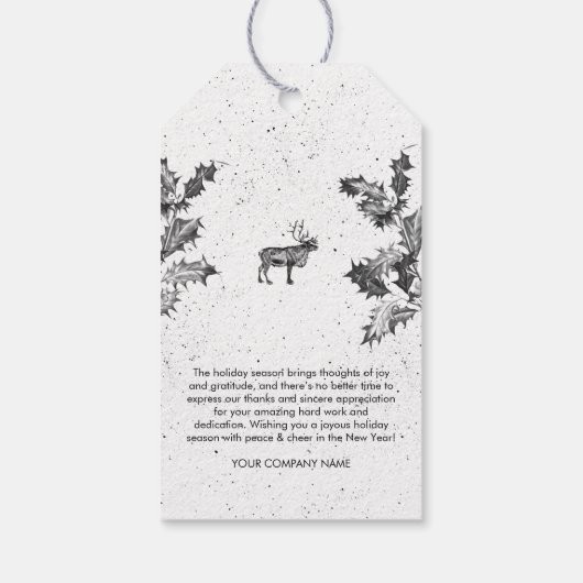 Rustiek Zwart Wit Vakantie Zakelijk Logo Kerst Cadeaulabel (Achterkant)