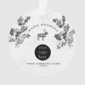 Rustiek Zwart Wit Vakantie Zakelijk Logo Kerst Ornament (voorkant)