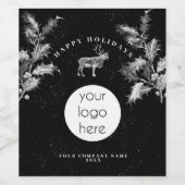 Rustiek Zwart Wit Vakantie Zakelijk Logo Kerst Wijn Etiket (Enkel label)