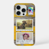 Rustieke 3 fotocollage gele planken iPhone hoesje (Achterkant)