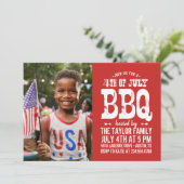 Rustieke 4 juli BBQ Foto uitnodiging (Staand voorkant)