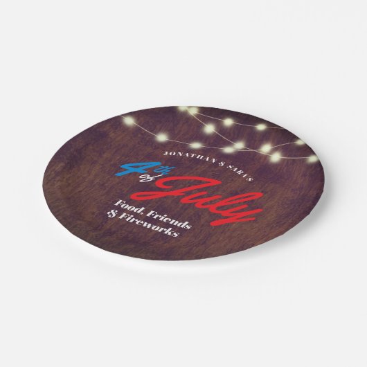 Rustieke 4 juli Summer Party Papieren Bordje (Gekanteld)