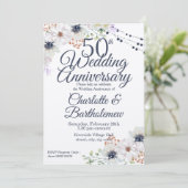 Rustieke 50e bruiloft Jubileum Floral Kraft Kaart (Staand voorkant)