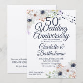 Rustieke 50e bruiloft Jubileum Floral Kraft Kaart (Voorkant / Achterkant)