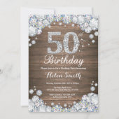 Rustieke 50e verjaardag zilveren diamant kaart (Voorkant)