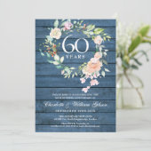 Rustieke 60e diamanten huwelijksjubileum bloemstuk kaart (Staand voorkant)