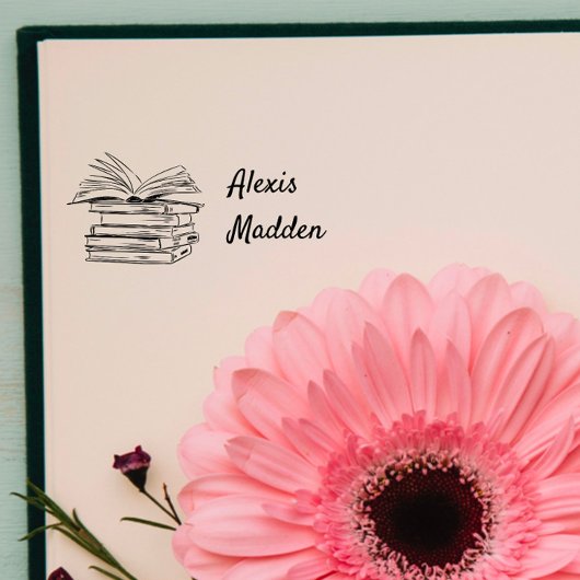 rustieke aangepaste naam | bibliotheekboek  zelfinktende stempel