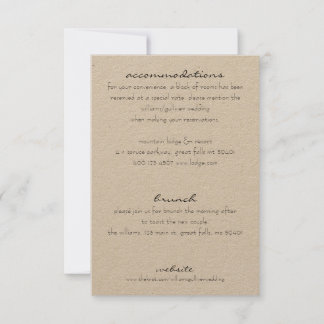 Rustieke aanvullende informatie uitnodiging invoeg