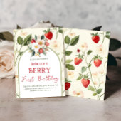 Rustieke Aardbei Theme Berry eerste verjaardag Kaart